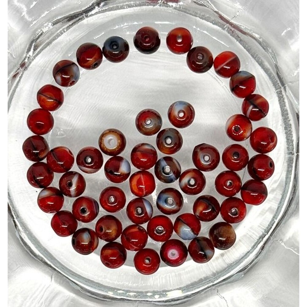 50pcs Beads for Jewelry #22220 Red, Gray Glass Bead - 3 sets left